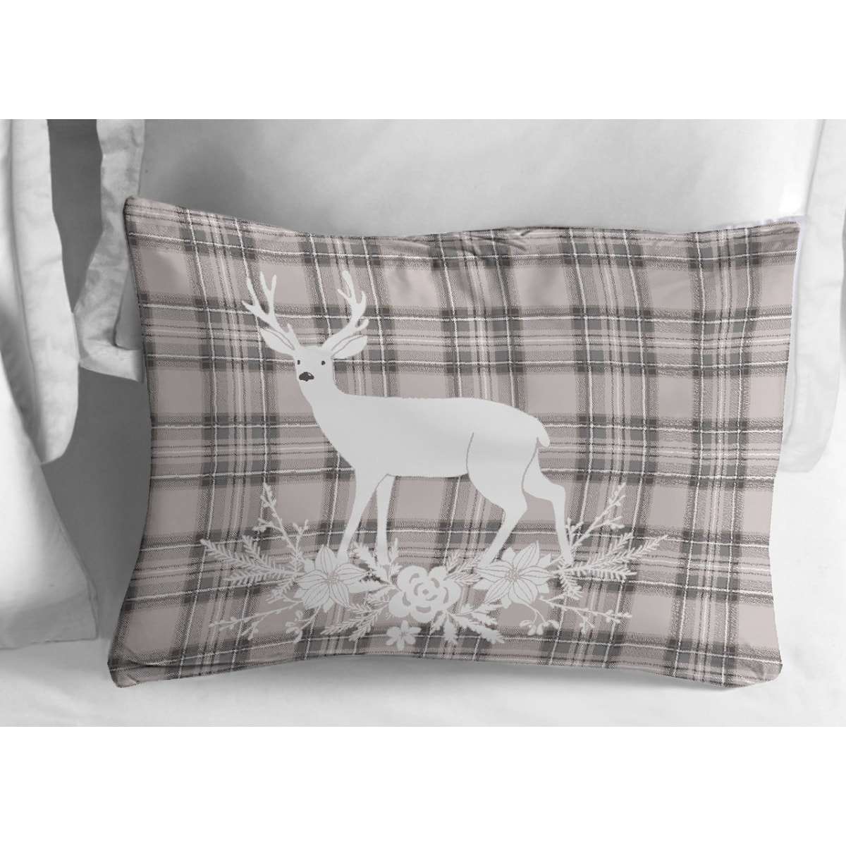 Sacco Copripiumino Flanella Cervo Tartan Beige