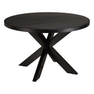 BASILE - Table à manger 120x120cm plateau noir effet pierre