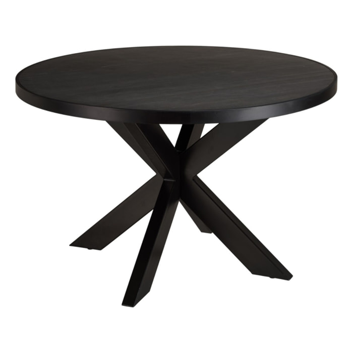 BASILE - Table à manger 120x120cm plateau noir effet pierre