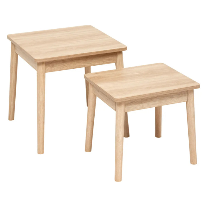 Lot de 2 tables gigognes Abana bois clair