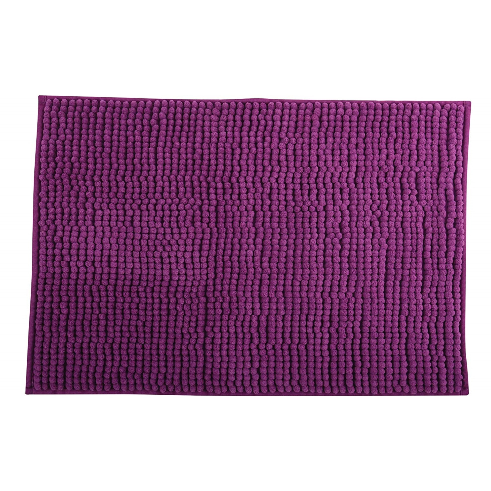 Alfombra de baño MSV "Chenille" de microfibra en color morado 60 x 90 cm