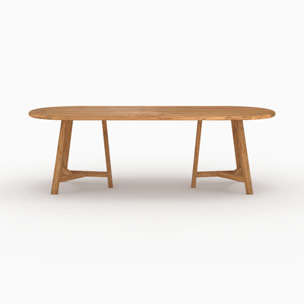 Table de jardin ovale en bois de teck recyclé 8-10 personnes - Bora
