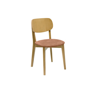 Chaises vintage en bois clair chêne et tissu effet velours terracotta (lot de 2) LUCIA