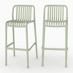 Lot de 2 chaises de bar de jardin 76 cm en plastique vert pastel - Duli