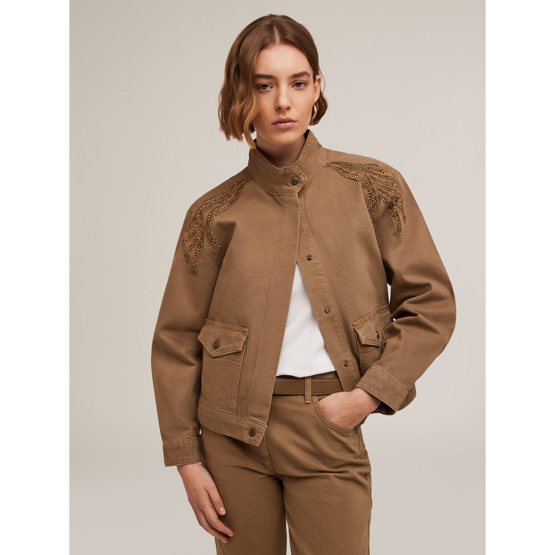 Motivi - Chaqueta con parche bordado - Verde militare