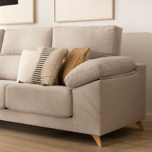 Canapé d'angle Dandy -textile, mousse pu, bois et panneau de particules-couleur beige 295 x 103 x 170 cm