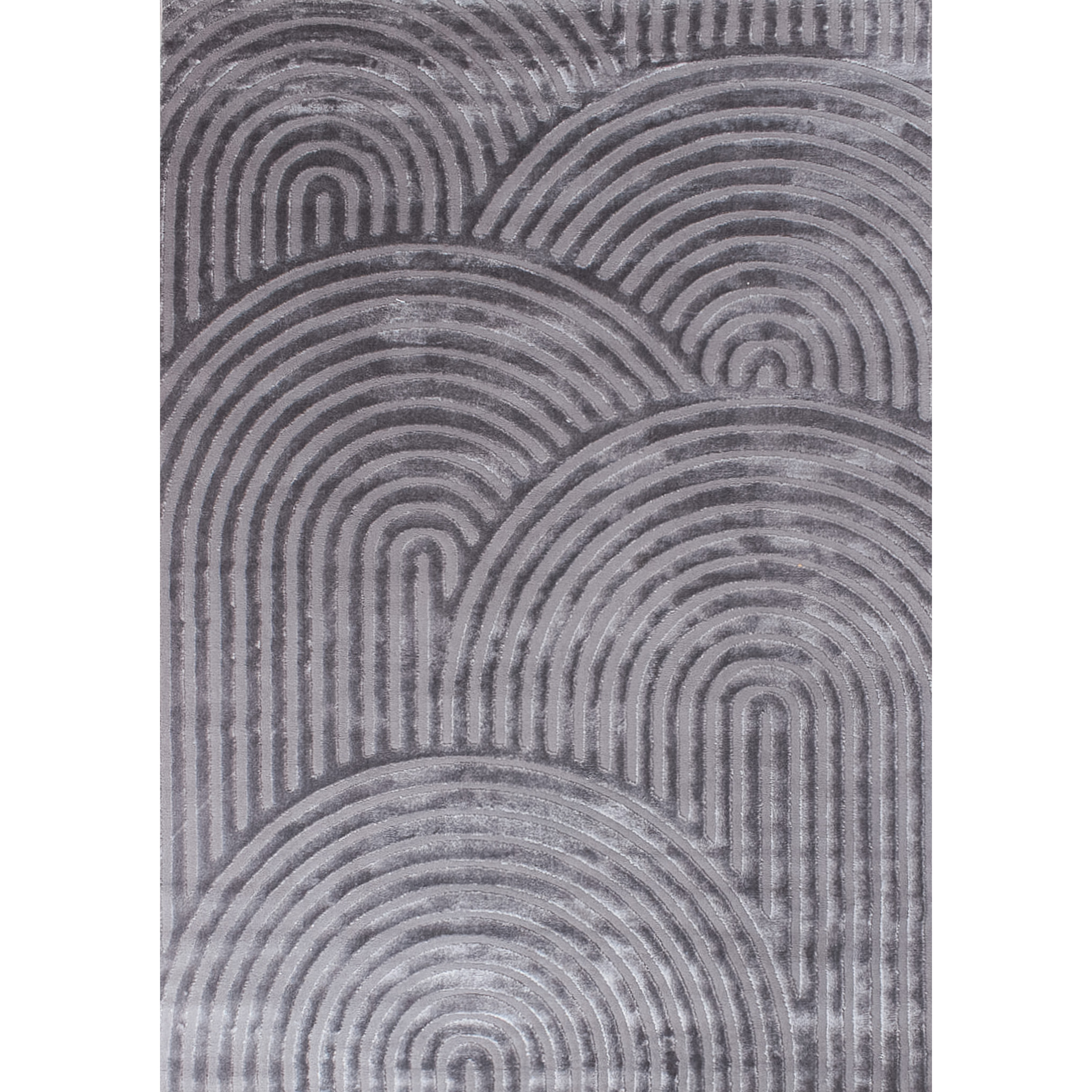 BIANCA - Tapis arc-en-ciel gris avec longs poils en relief
