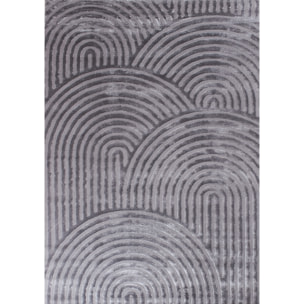 BIANCA - Tapis arc-en-ciel gris avec longs poils en relief