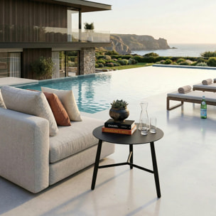 Table basse de jardin en aluminium noir Ø 60 cm STOCKHOLM