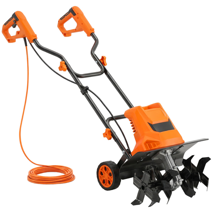 Motobineuse électrique 1500W 40cm 6 fraises acier orange