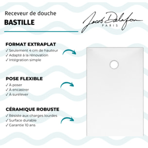 Receveur de douche antidérapant 80 x 80 cm Bastille céramique