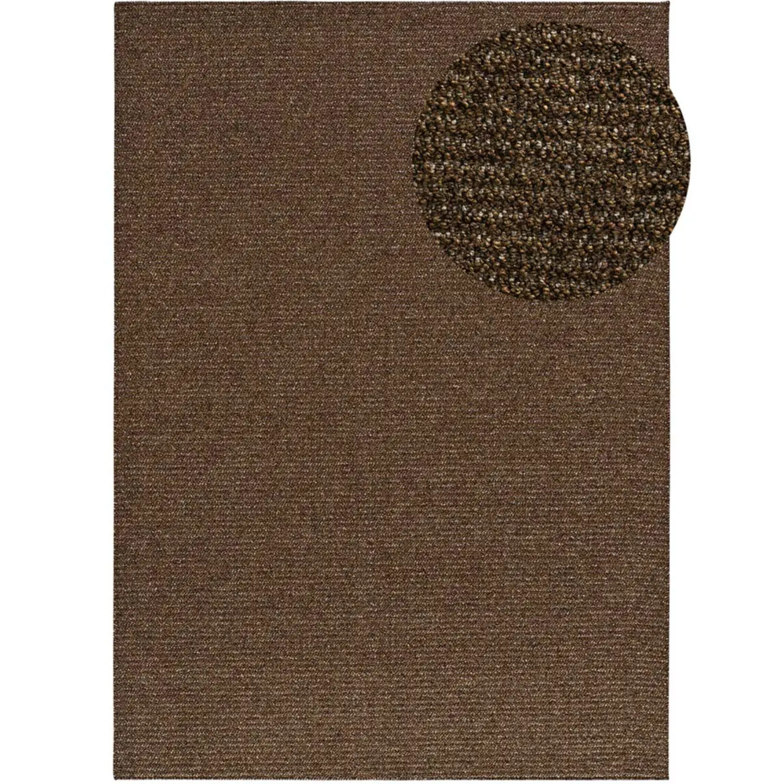 LUMEN Alfombra lavable lisa con bucles marrón, varias medidas disponibles.