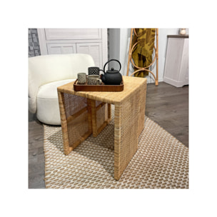 2 tables d'appoint gigognes H. 61 cm rectangulaires en rotin – GRACE