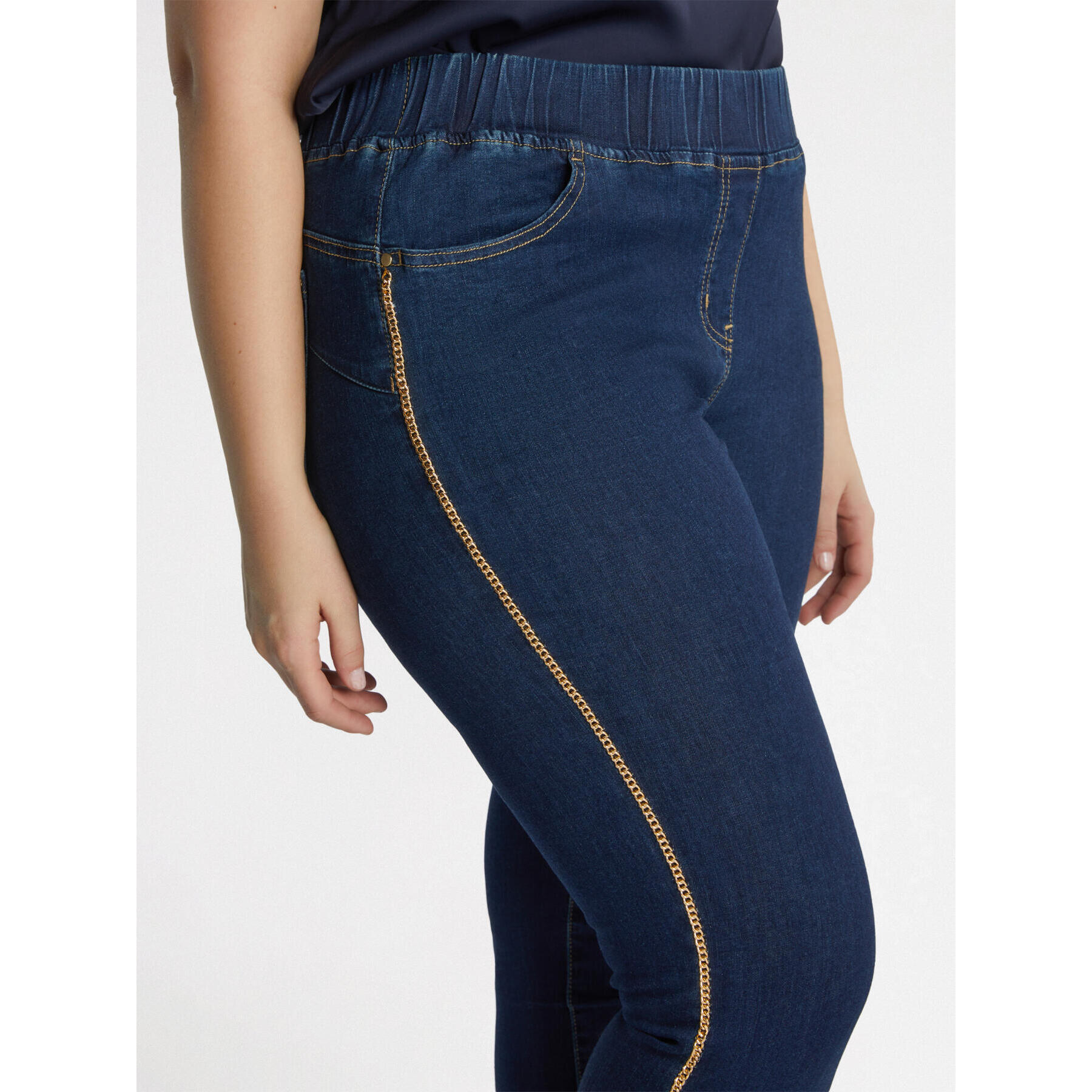 Fiorella Rubino - Jeggings con profili dorati - Blu