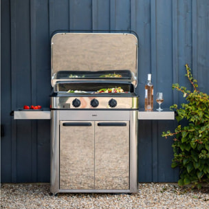 Plancha gaz ENO Combo enosign 80 inox 3 brûleurs sur chariot, 69x40 cm