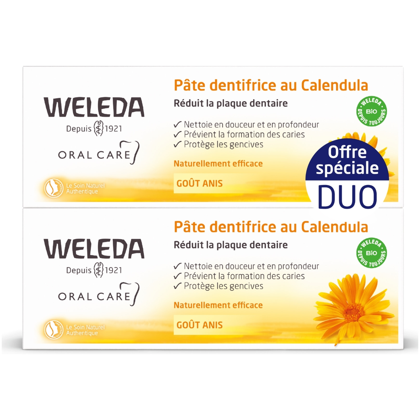WELEDA - Duo Pâte dentifrice au Calendula - 2x75 ml