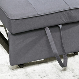 Canapé-lit canapé convertible dossier inclinable 2 coussins fournis assise effet capitonné tissu gris