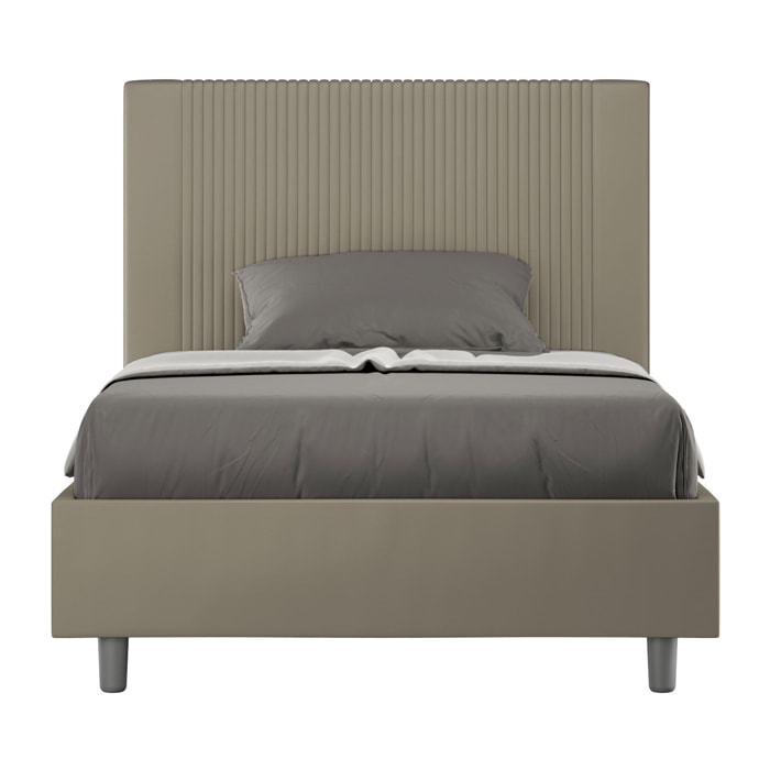 Letto una piazza e mezza senza rete imbottito 120x210 similpelle cappuccino Goya