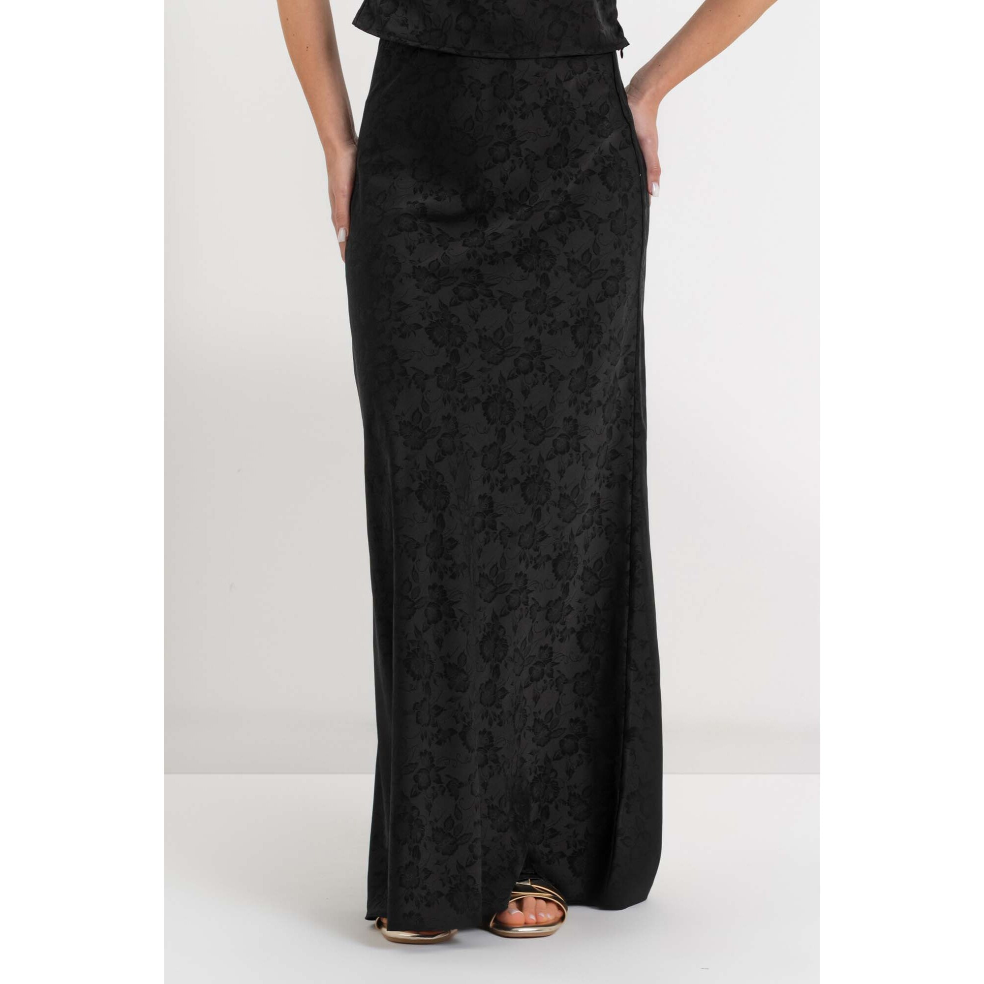 Kocca - Gonna lunga fluida in jacquard floreale a vita alta Donna