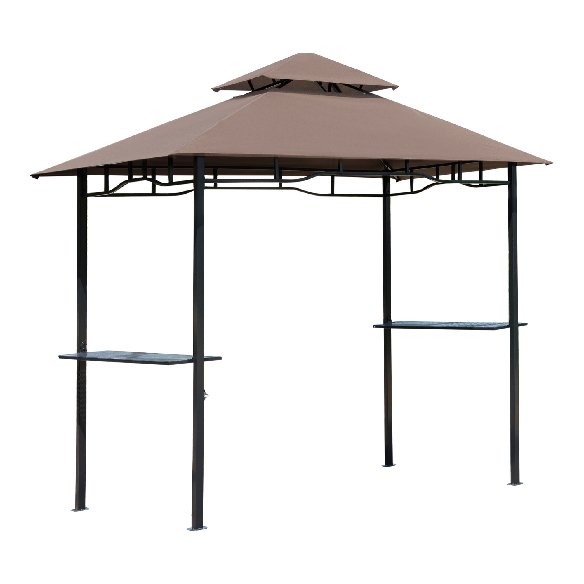 Pavillon abri tonnelle de jardin pour barbecue chocolat