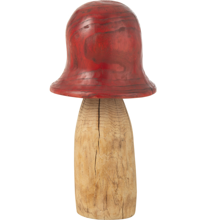 J-Line décoration Champignon Cloche - bois - rouge/naturel - large