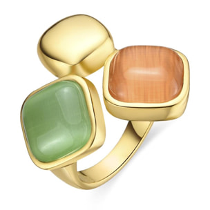 Anillo con Ojo de Gato Multicolor acabado oro 18k