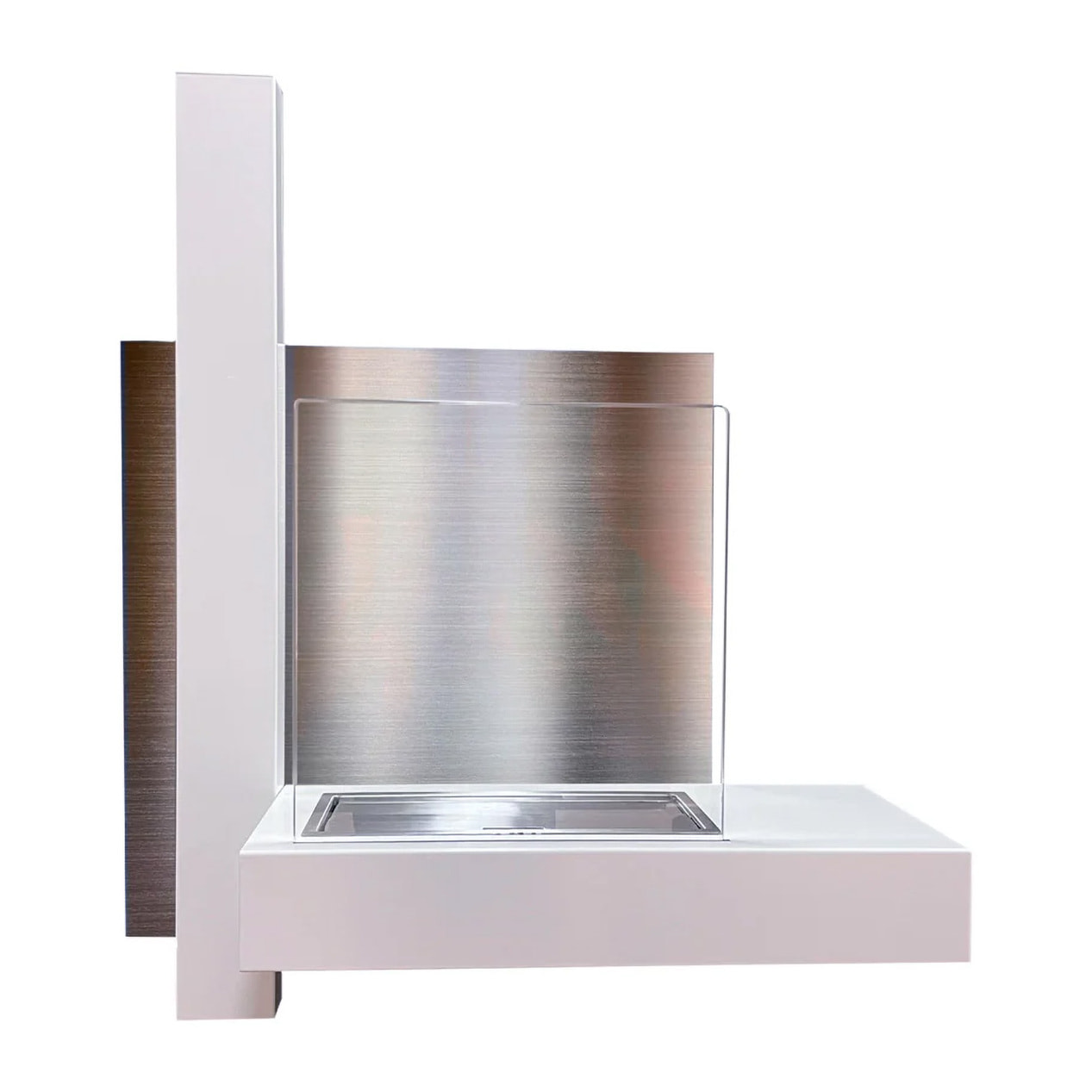 Vienna - Camino a bioetanolo da parete 65x23xH75 cm, colore bianco