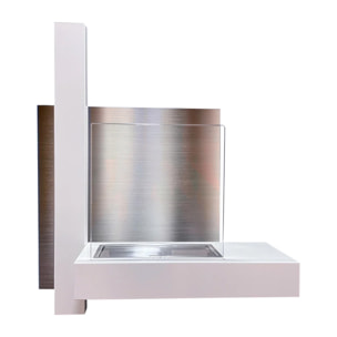 Vienna - Camino a bioetanolo da parete 65x23xH75 cm, colore bianco
