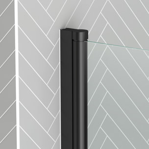 Pare baignoire Rabattable 70x120cm - Profilé Noir Mat - Verre Trempé 4mm - ELEMENTARY