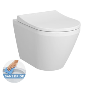 Pack WC Bâti-support + WC Vitra Integra fixations invisibles + Abattant softclose + Plaque blanche