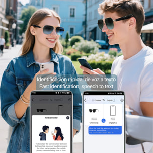 Gafas AI GY-100, traducción automática de +100 idiomas, agente AI, reproducción músical.