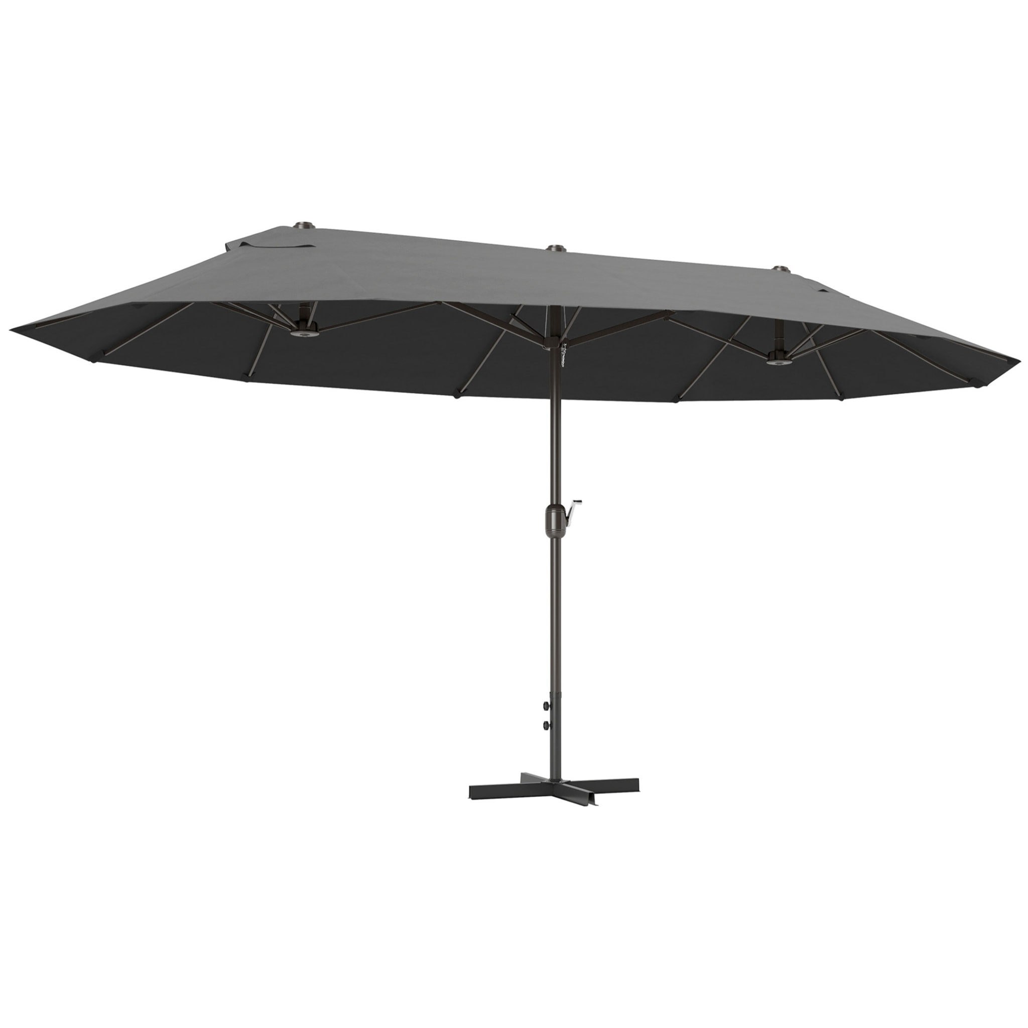 Parasol de jardin XXL parasol grande taille 4,6L x 2,7l x 2,4H m ouverture fermeture manivelle acier polyester haute densité gris