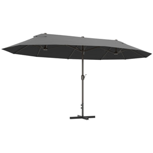 Parasol de jardin XXL parasol grande taille 4,6L x 2,7l x 2,4H m ouverture fermeture manivelle acier polyester haute densité gris