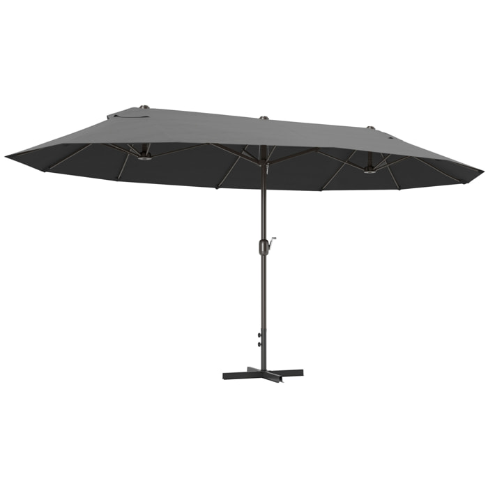 Parasol de jardin XXL parasol grande taille 4,6L x 2,7l x 2,4H m ouverture fermeture manivelle acier polyester haute densité gris
