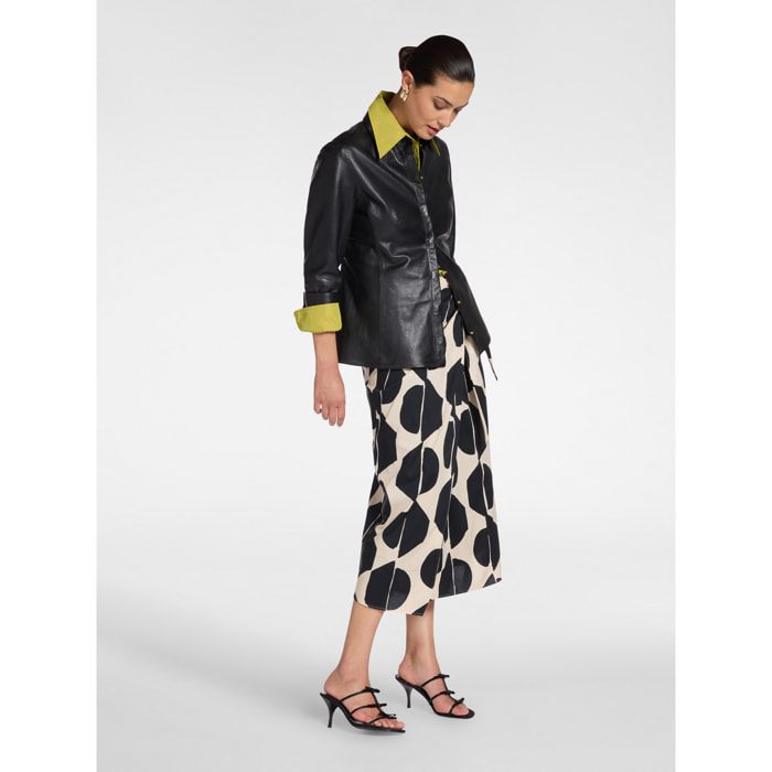 Elena Mirò - Falda pareo estampada - Negro