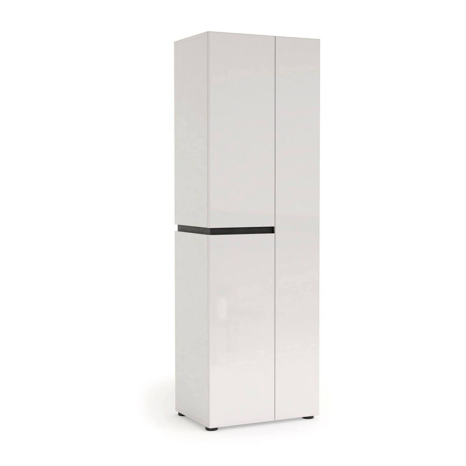 Armadio multiuso grande Linfa, Mobile multifunzionale, Mobiletto scarpiera, Guardaroba porta scarpe, Made in Italy, 61x45h190 cm, Bianco lucido e Antracite