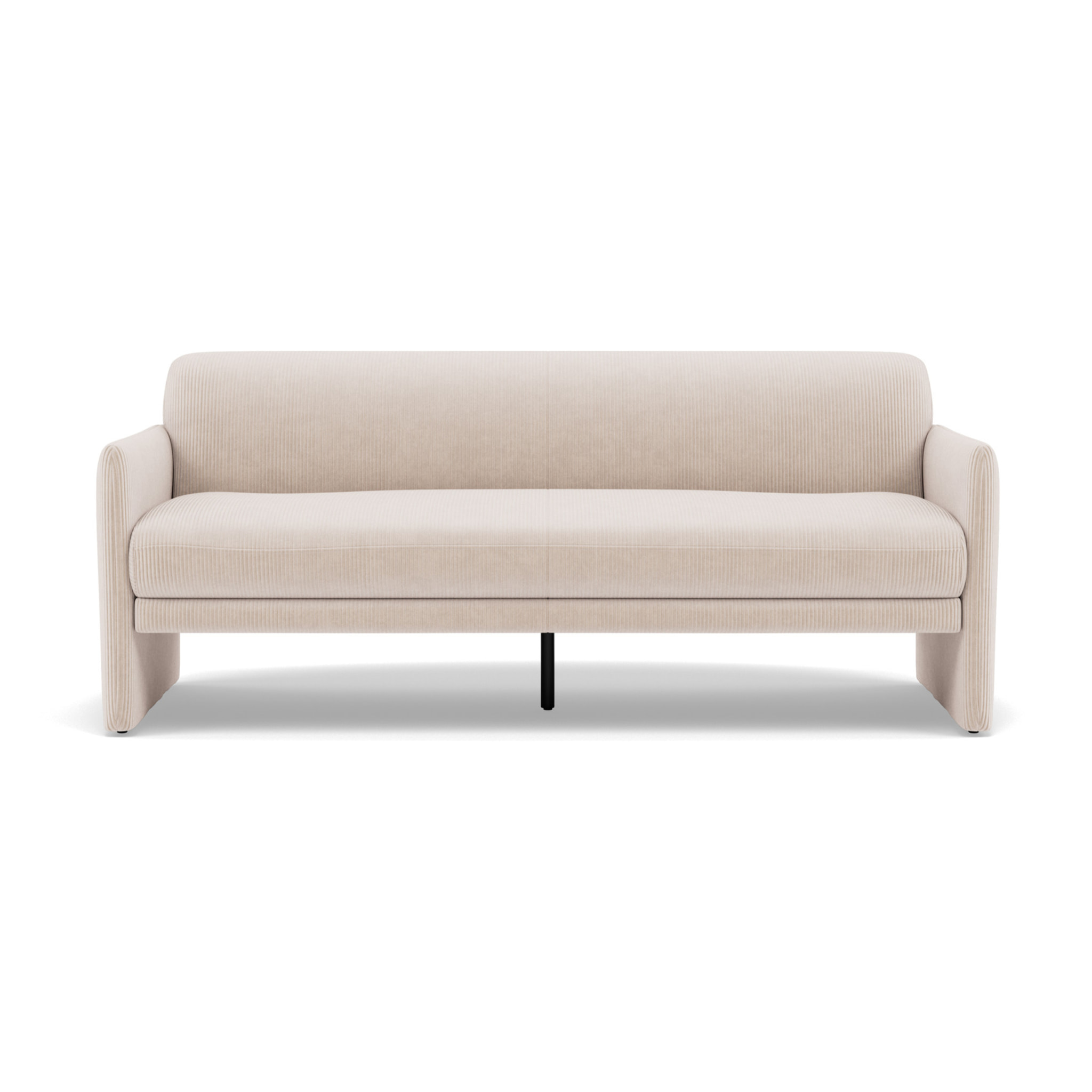 Mathis - Canapé convertible clic-clac 3 places en velours côtelé - Beige