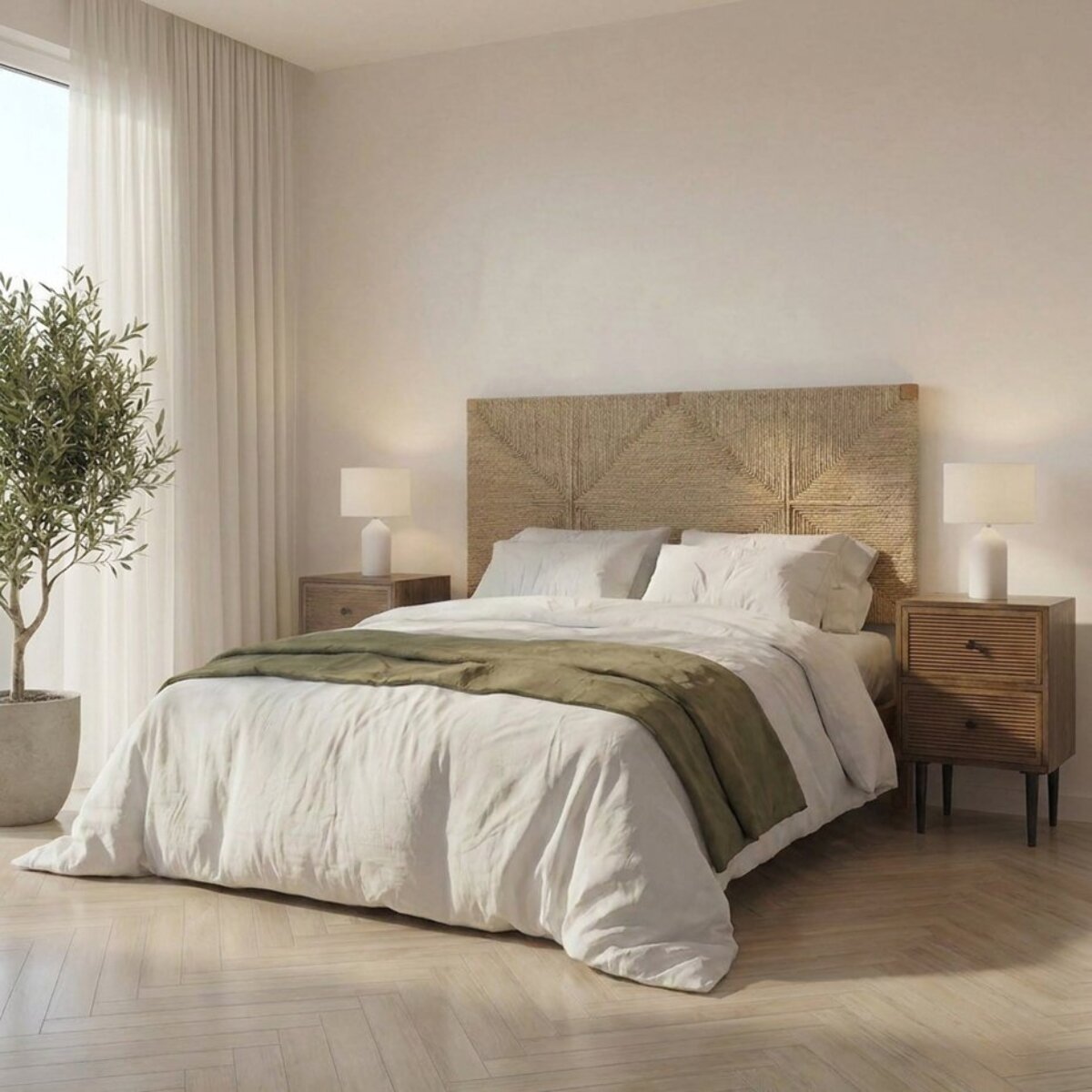 Tête de lit Agade -bois massif de manguier et jute-couleur noyer 162 x 80 x 3 cm