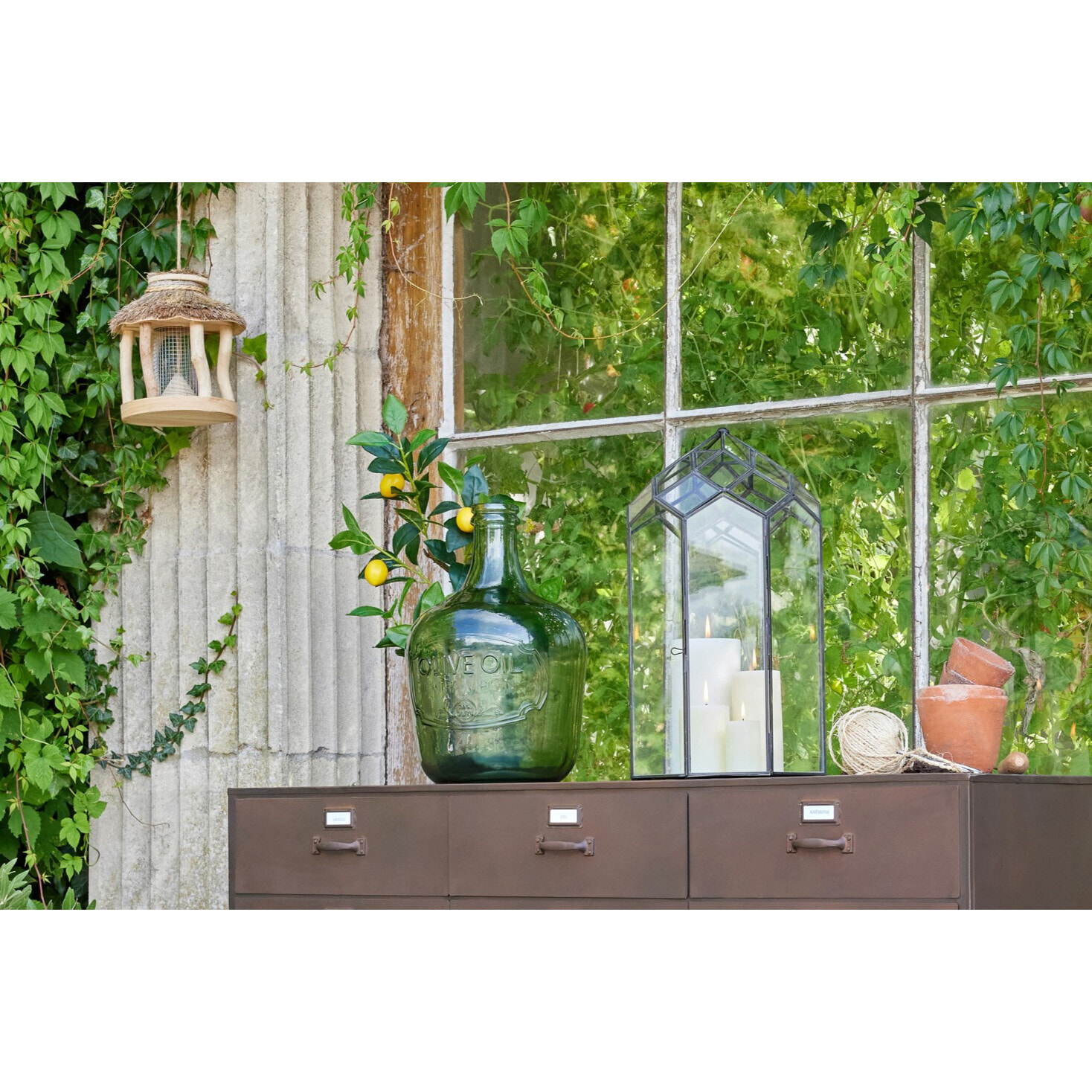 J-Line Vase - verre - vert olive