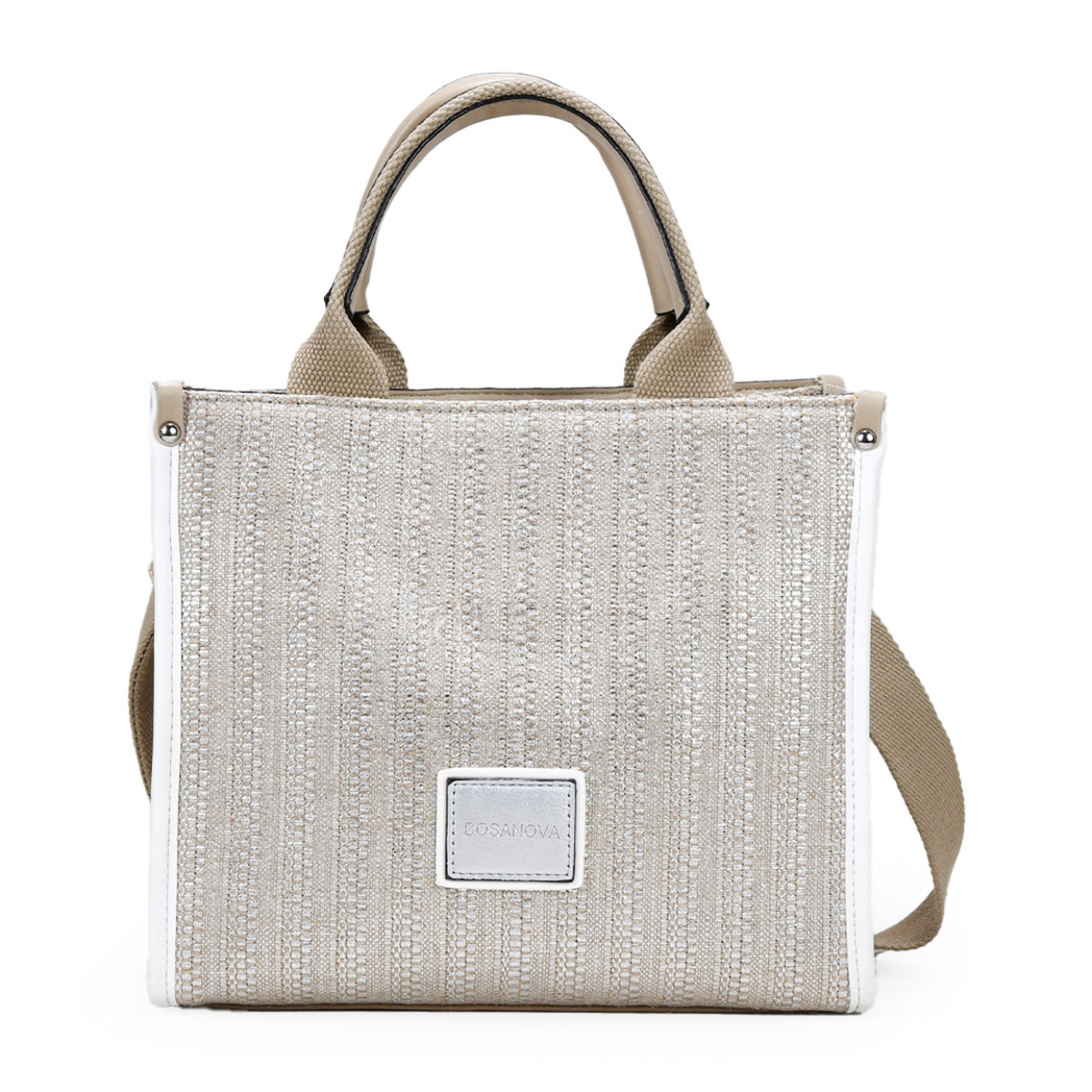 Bolso de mano plateado con cremallera