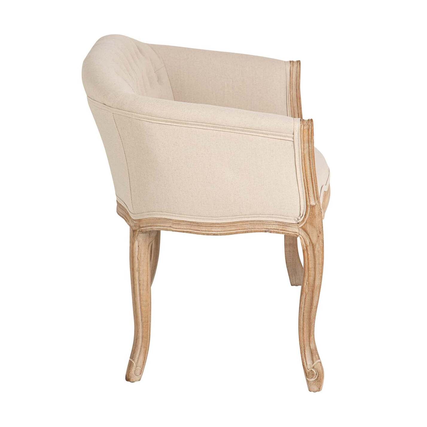 Butaca Doble Beige Capitoné Madera 107x61x71 Cm