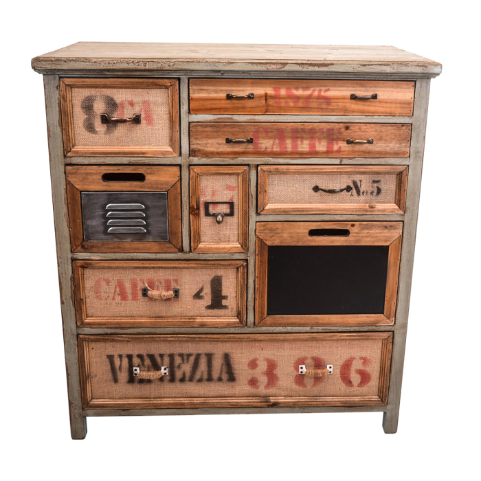 Credenza Con Cassetti Vintage. Altezza 83 Cm - Pezzi 1 - 75,5X83X40cm - Colore: Grigio - Bianchi Dino - Mobili, Tavoli, Scaffali Etc