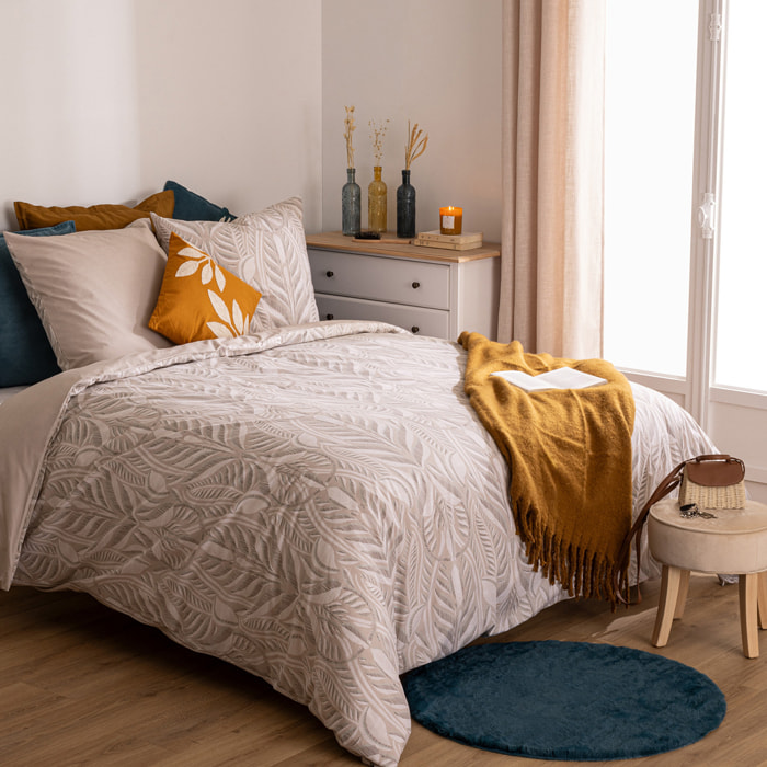 Parure de lit imprimée "Nalh" 260x240cm beige lin