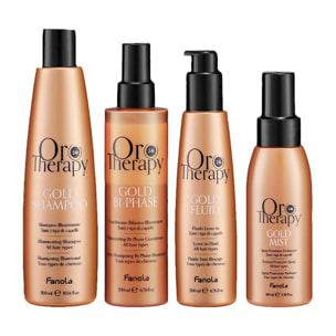 FANOLA Kit Oro Therapy Gold Shampoo 300ml + Conditioner 200ml + Fluid 200 + Spray 100ml