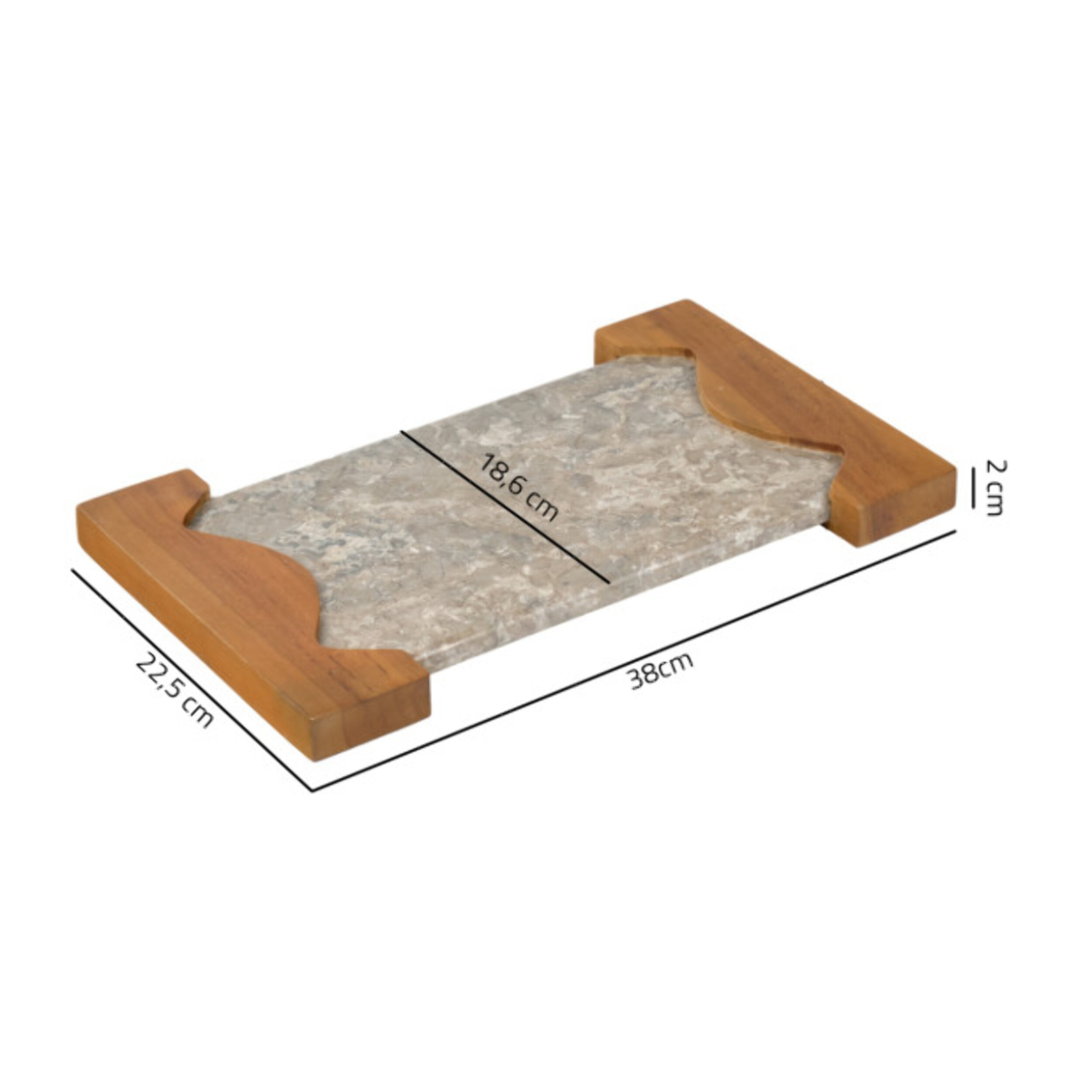 Planche à découper plateau en bois de teck et marbre gris - SIERO