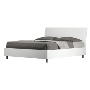 Lit coffre 160x200 tête de lit inclinée frêne blanc Demas