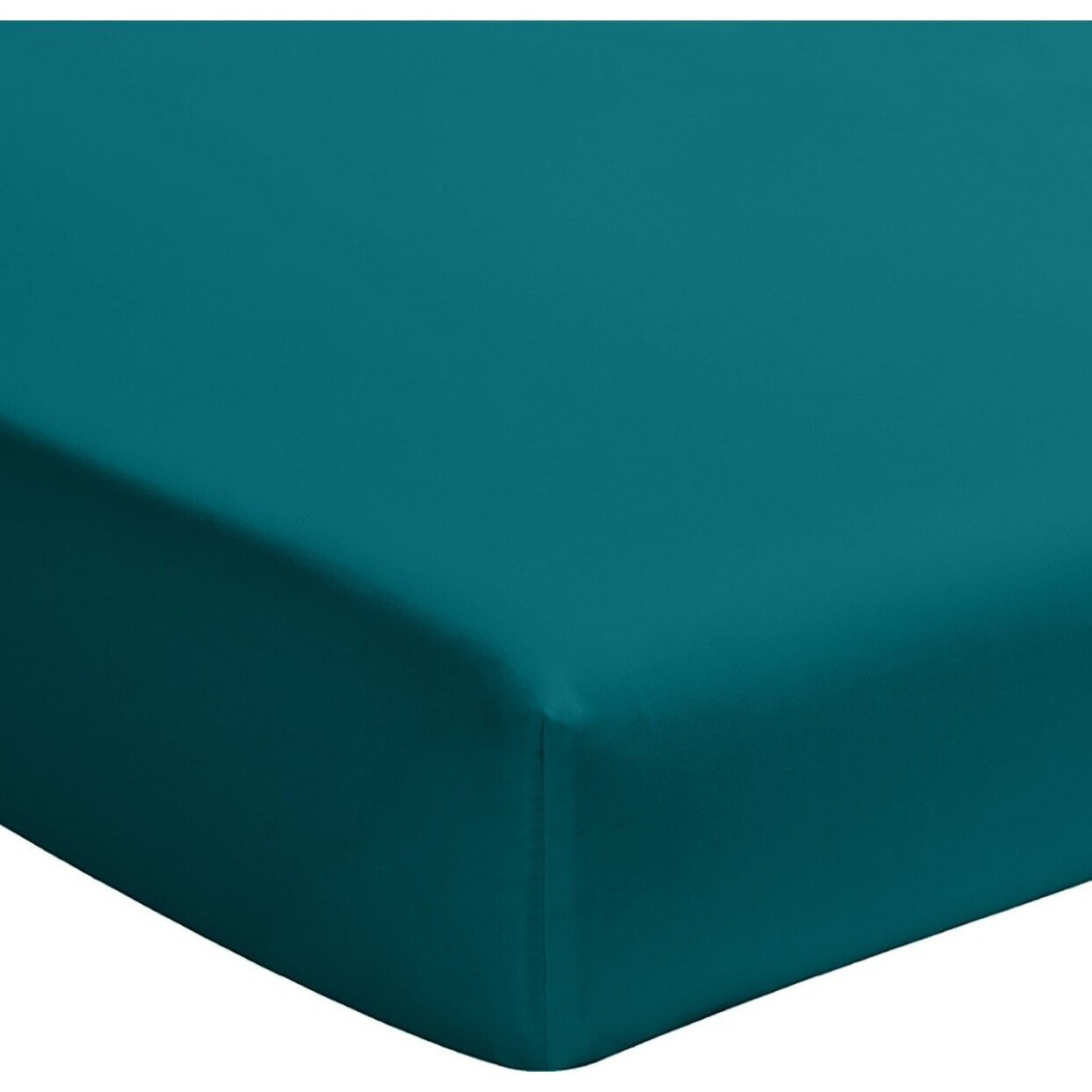 Drap Housse - Bonnet 30cm 100% Percale De Coton Lavé Bleu Canard