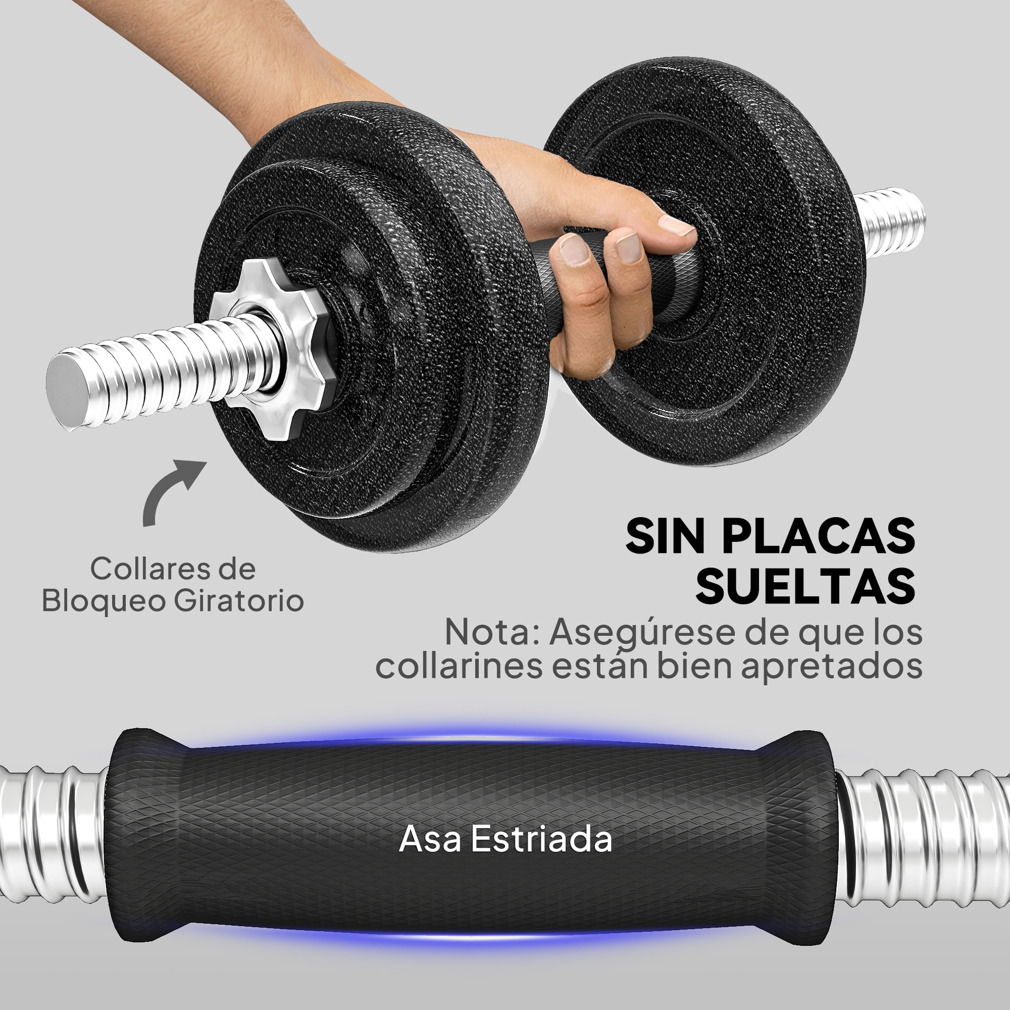 Juego de Mancuernas Ajustables, 2 en 1, 20kg, Juego de Pesas con Barras Recta de Conexión y Mangos Antideslizantes, Pesas y Mancuernas para Hombres y Mujeres, Fitness, Gimnasio en Casa