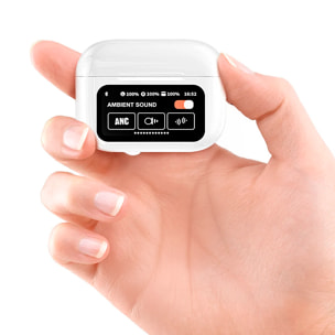 Cuffie A9 PRO TWS, con cancellazione attiva del rumore ANC ed ENC. Base di ricarica con display LED.