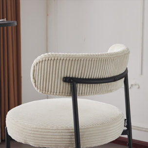 Lot de 2 tabourets de bar en velours côtelé - EVORA